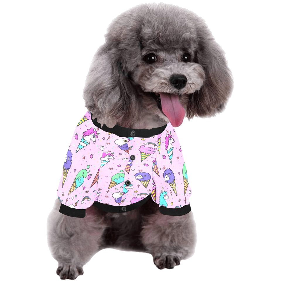 Cute ice cream cone animal pattern All Over Print Pet Dog Round Neck Fuzzy Shirt