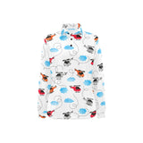 Watercolor helicopter cloud pattern Women's Long Sleeve Polo Shirt