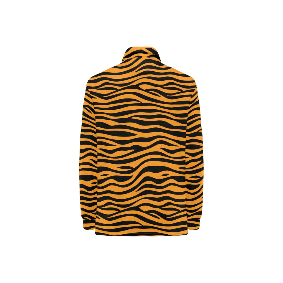 Bengal tigers skin print pattern background Women's Long Sleeve Polo Shirt