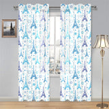 Blue Eiffel Tower Theme Pattern Print Design 01 Gauze Curtain