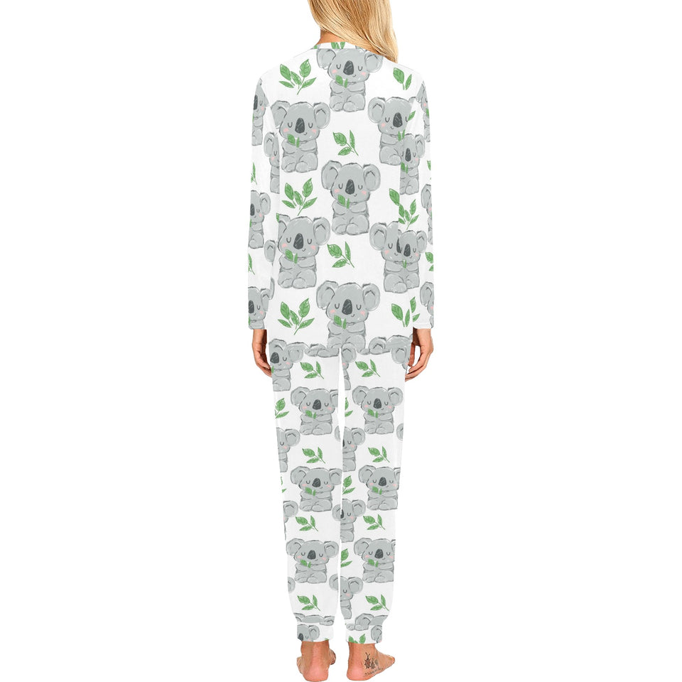 Hand drawn Koala leaves pattern Women's All Over Print Pajama Set