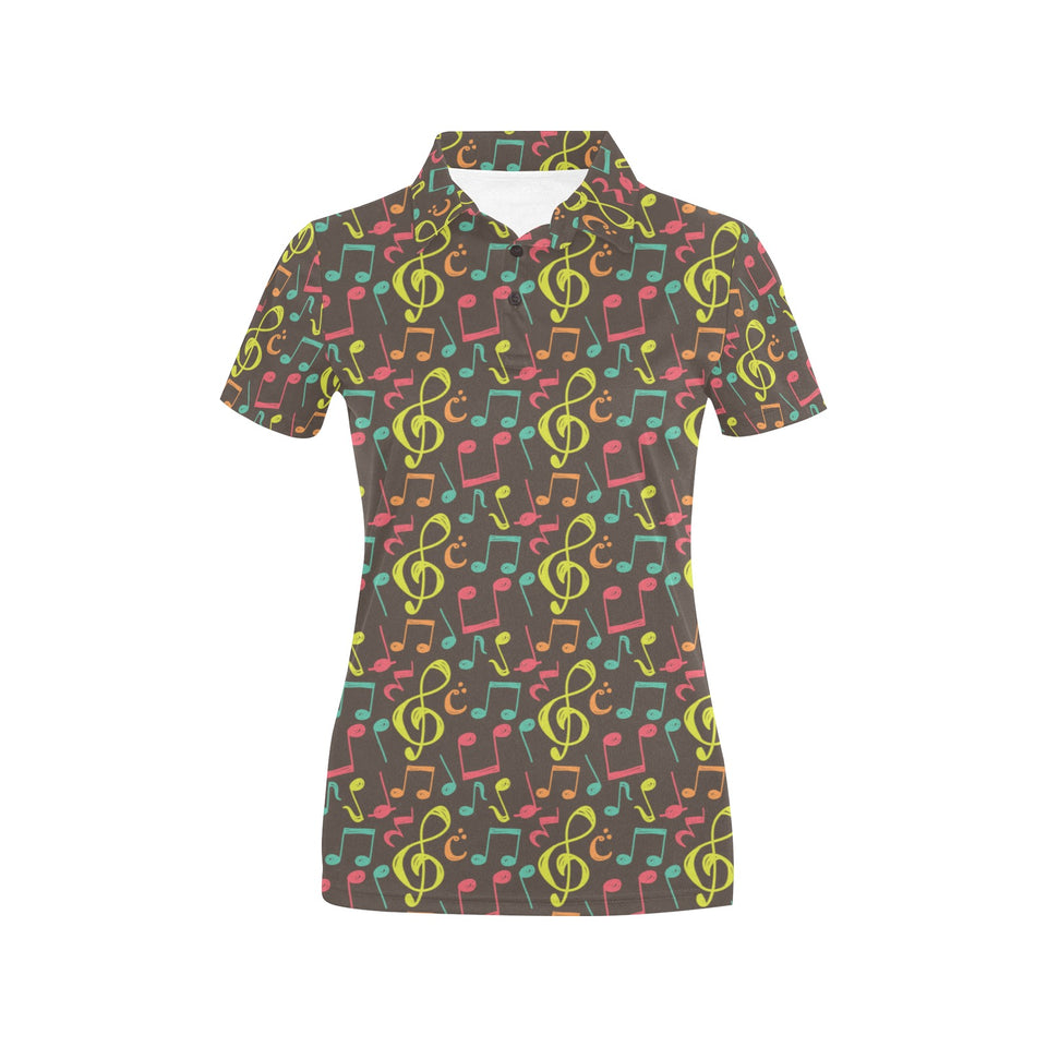 Music Notes Pattern Print Design 05 Women's All Over Print Polo Shirt