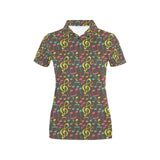 Music Notes Pattern Print Design 05 Women's All Over Print Polo Shirt