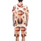 American football ball design pattern Men's V-Neck Short Pajama Set