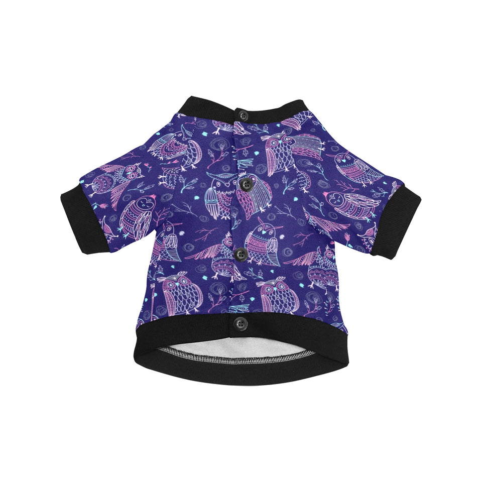 Cute owls pattern boho style ornament All Over Print Pet Dog Round Neck Fuzzy Shirt
