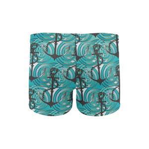 Anchor nautical green background Men's Swimming Trunks