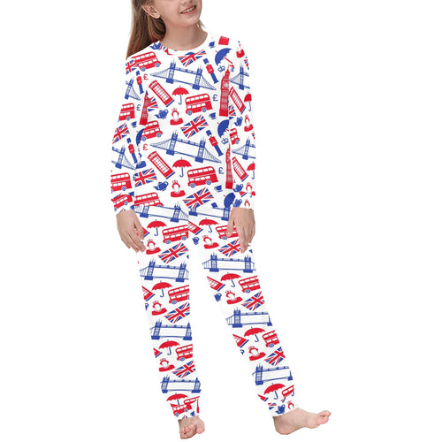 British Pattern Print Design 01 Kids' Boys' Girls' All Over Print Pajama Set