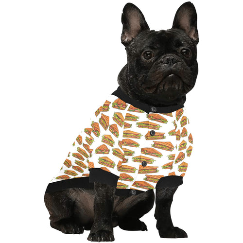 Sandwich Pattern Print Design 02 All Over Print Pet Dog Round Neck Fuzzy Shirt