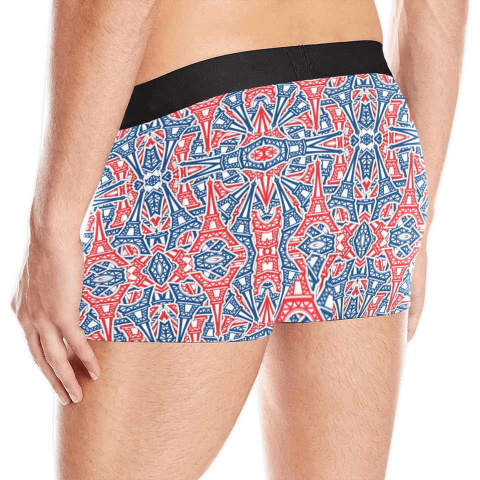 Blue Red Eiffel Tower Pattern Print Design 02 Men's All Over Print Boxer Briefs Men's Underwear
