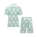 Cute hamster cheese pattern Men's V-Neck Short Pajama Set