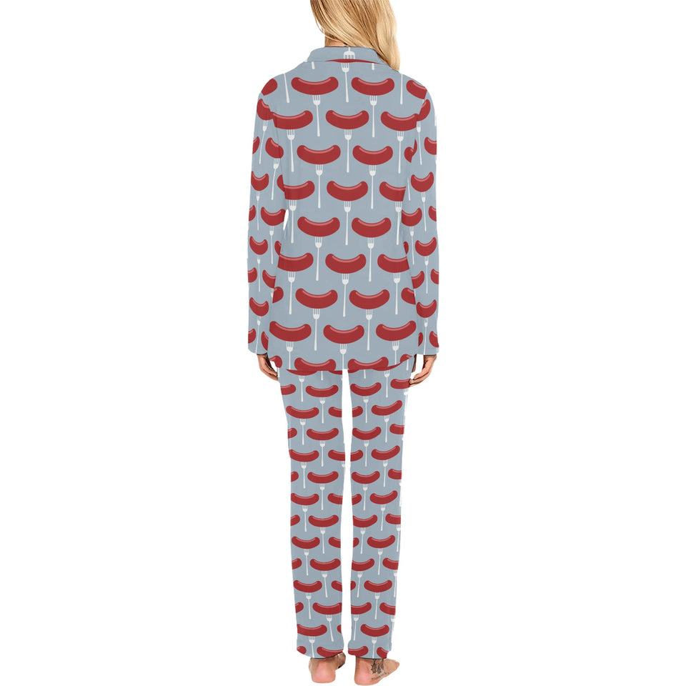 Sausage Pattern Print Design 02 Women's Long Pajama Set