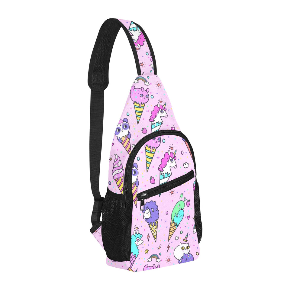 Cute ice cream cone animal pattern All Over Print Chest Bag