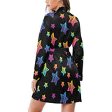 Colorful star pattern Women's Long Sleeve Belted Night Robe