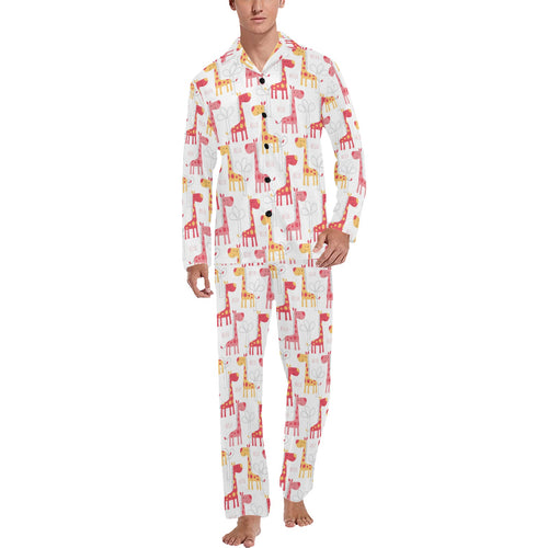 Giraffe Pattern Print Design 03 Men's Long Pajama Set