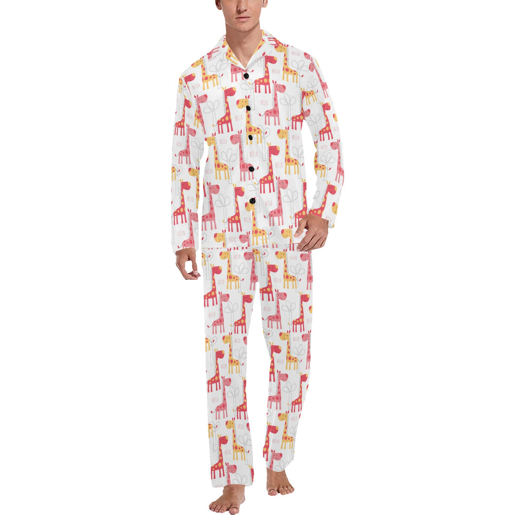 Giraffe Pattern Print Design 03 Men's Long Pajama Set