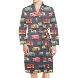 Camper Van Pattern Print Design 02 Men's Long Sleeve Belted Night Robe