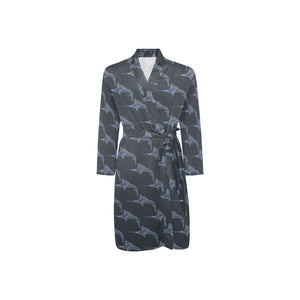 Swordfish Pattern Print Design 03 Men's Long Sleeve Belted Night Robe