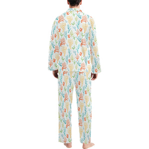 Coral Reef Pattern Print Design 02 Men's Long Pajama Set