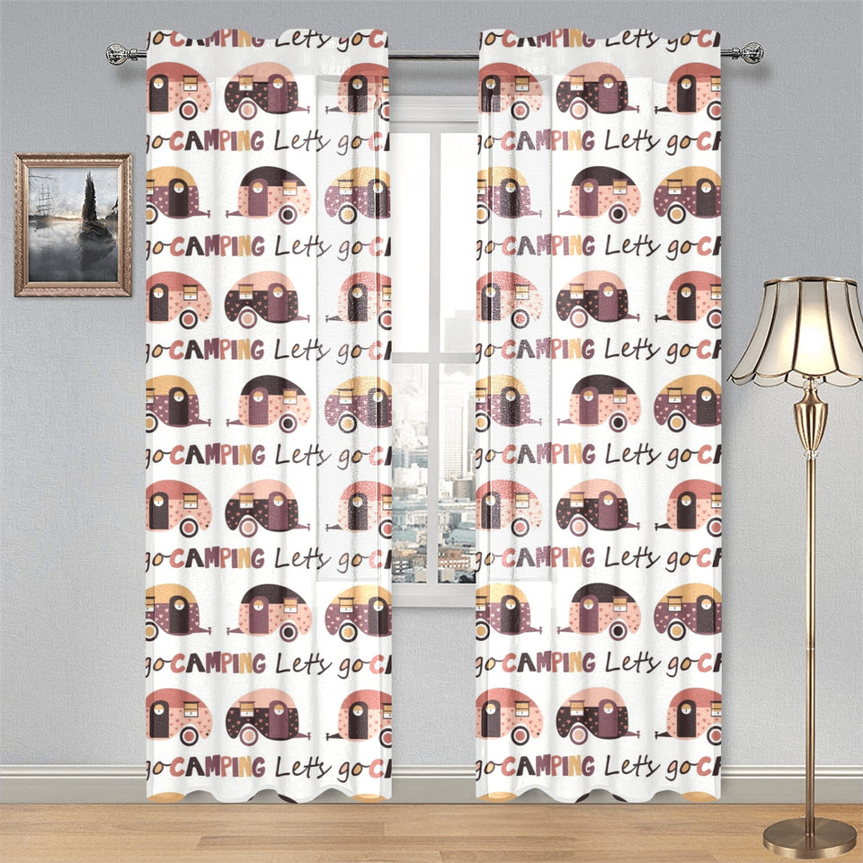 Camper Van Pattern Print Design 01 Gauze Curtain