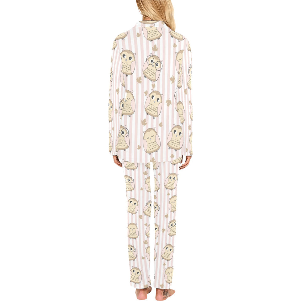 cute owl leaf Women's Long Pajama Set