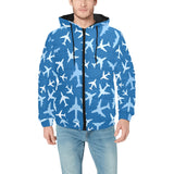 Airplane pattern in the sky Men's Padded Hooded Jacket