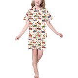 Corgi Christmas Pattern Kids' Boys' Girls' V-Neck Short Pajama Set