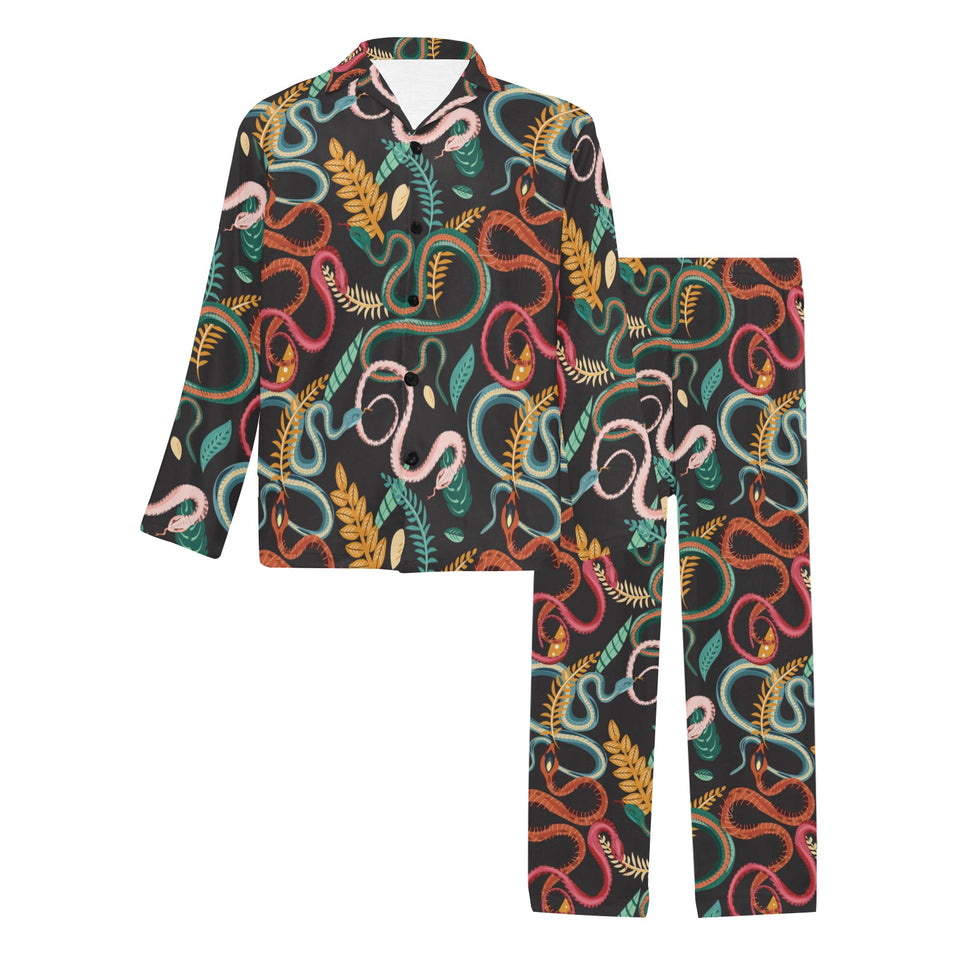 Colorful snake plant pattern Men's Long Pajama Set