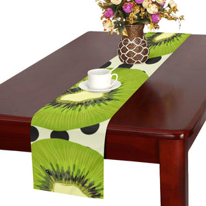 kiwi black dot background Table Runner