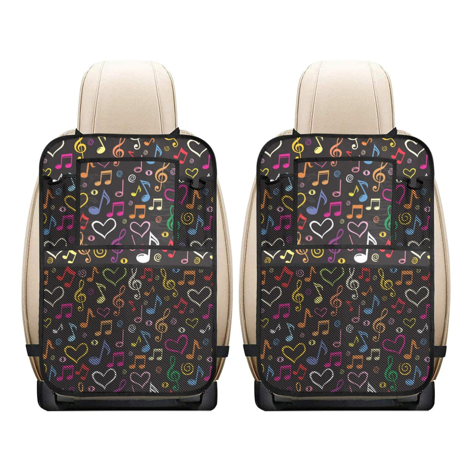 Music Notes Pattern Print Design 02 Car Seat Back Organizer