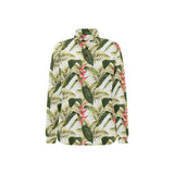 heliconia pattern Women's Long Sleeve Polo Shirt