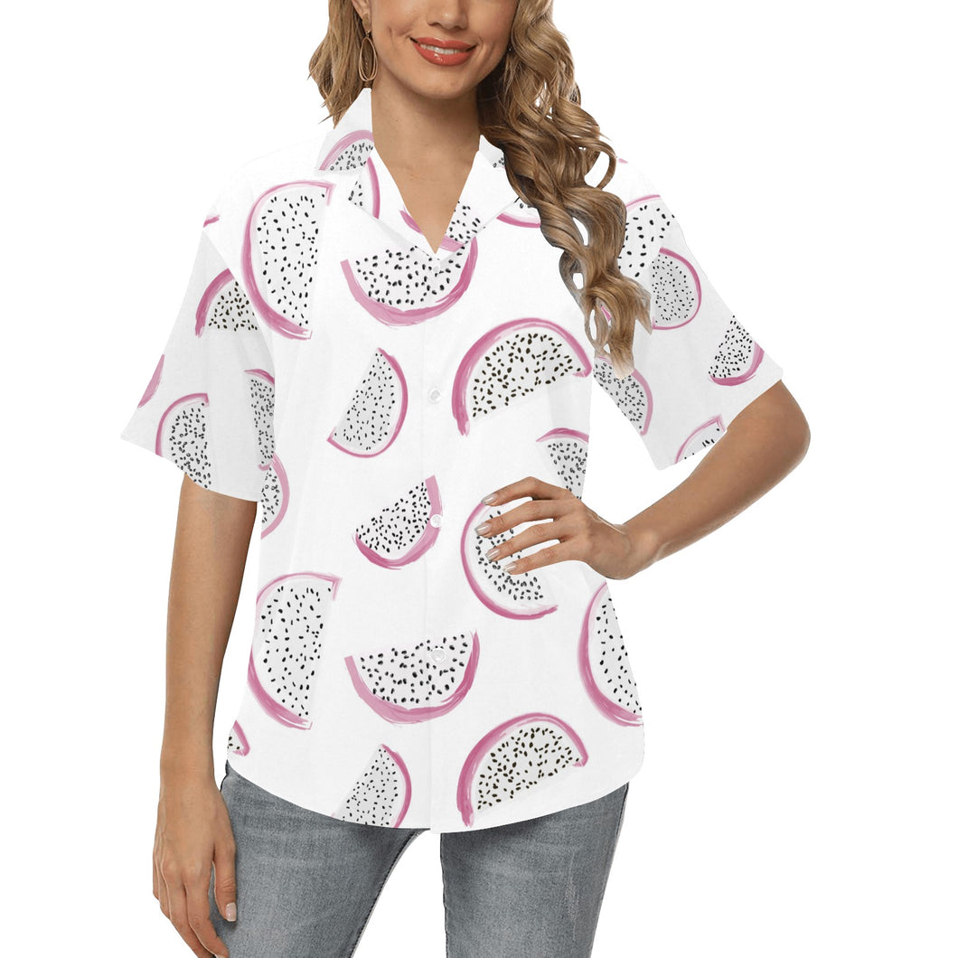 dragon fruit pattern Women's All Over Print Hawaiian Shirt