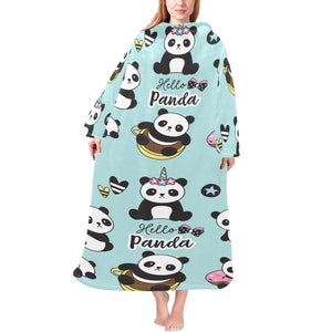 Cute baby panda pattern Blanket Robe with Sleeves