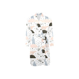 Polar bears star poka dot pattern Men's Long Sleeve Belted Night Robe