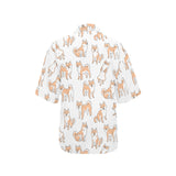shiba inu dog pattern Women's All Over Print Hawaiian Shirt