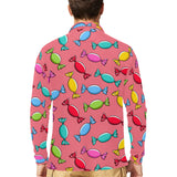 Colorful wrapped candy pattern Men's Long Sleeve Polo Shirt