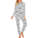 Cute raccoons leaves dot Women's All Over Print Pajama Set