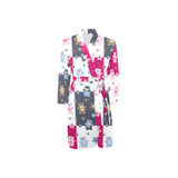 Teddy Bear Pattern Print Design 03 Men's Long Sleeve Belted Night Robe