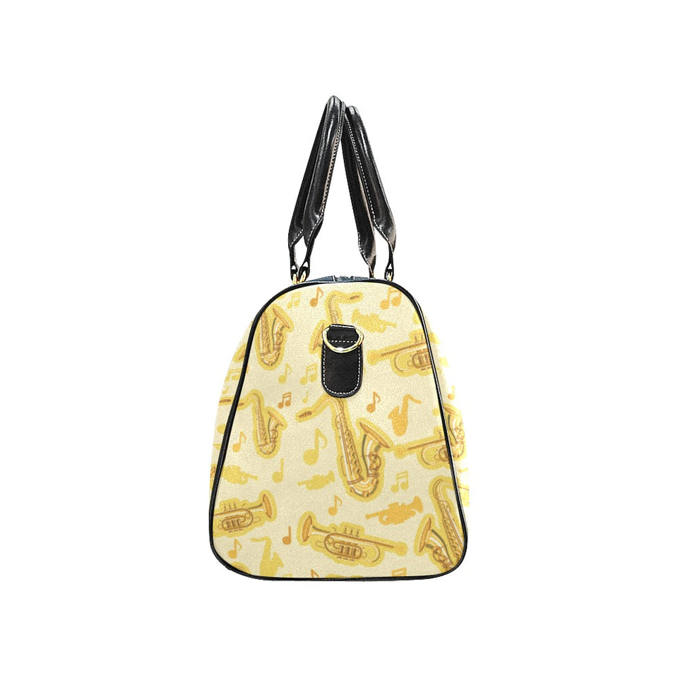 Saxophone cornet pattern yellow background Travel Bag