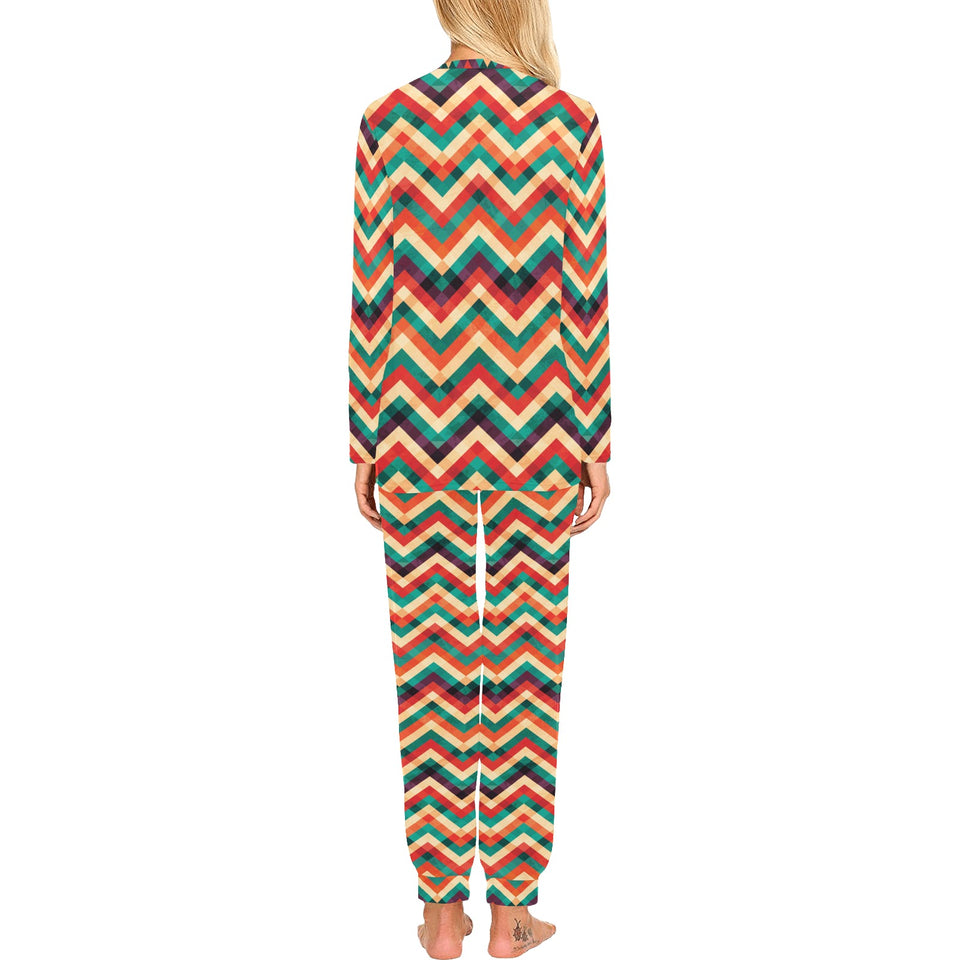 zigzag chevron colorful pattern Women's All Over Print Pajama Set