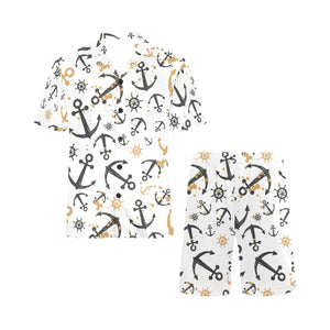 Anchors Rudders pattern Men's V-Neck Short Pajama Set