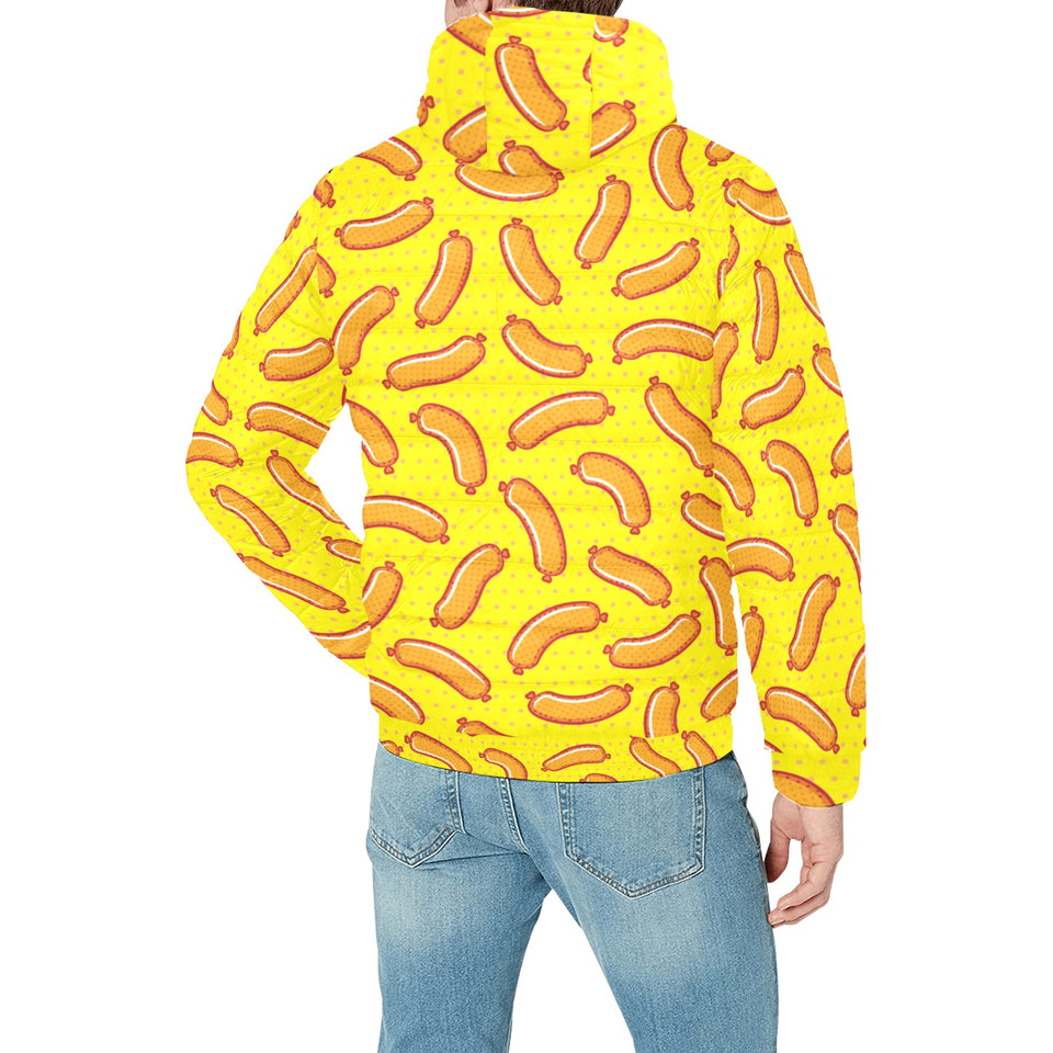 Sausage Pattern Print Design 01 Men's Padded Hooded Jacket