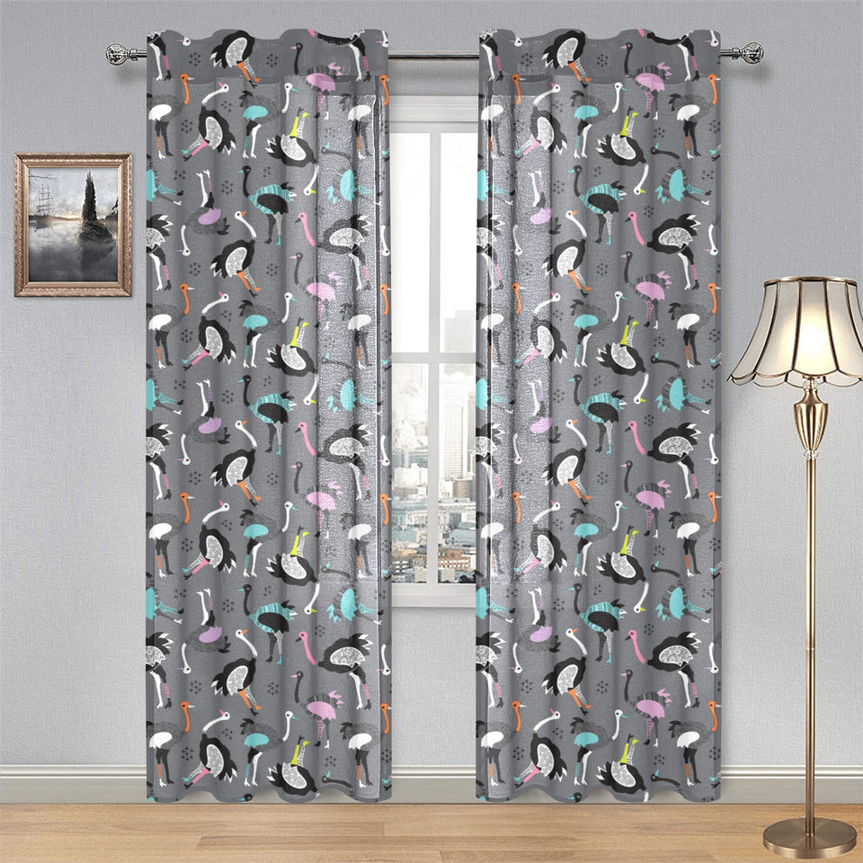 Ostrich Pattern Print Design 01 Gauze Curtain