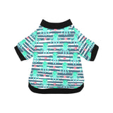 Cute octopuses heart striped background All Over Print Pet Dog Round Neck Fuzzy Shirt
