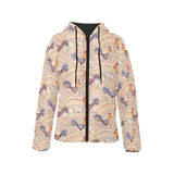 Cute rooster chicken cock floral ornament backgrou Women's Padded Hooded Jacket