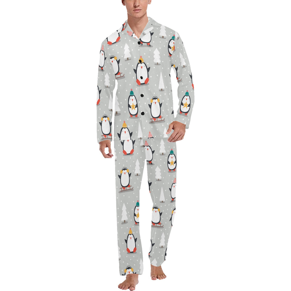 Cute Penguin christmas pattern Men's Long Pajama Set