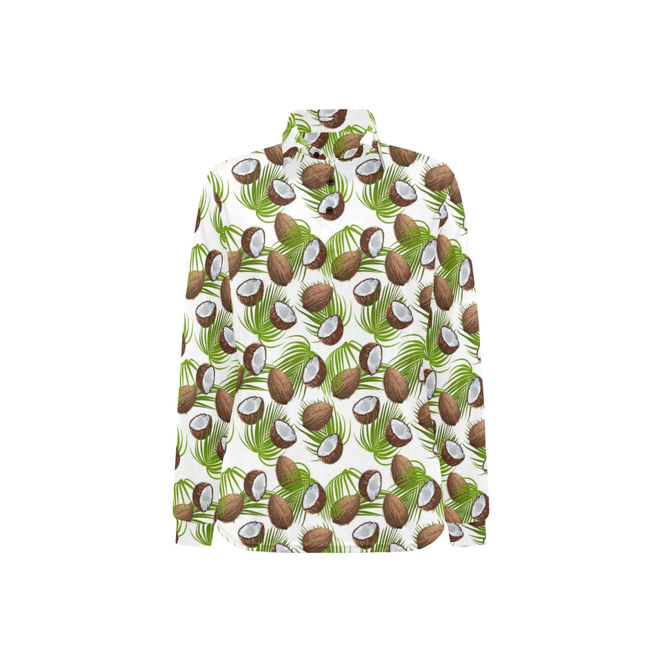 Coconut Pattern Print Design 04 Women's Long Sleeve Polo Shirt
