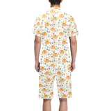 Lion Pattern Print Design 04 Men's V-Neck Short Pajama Set