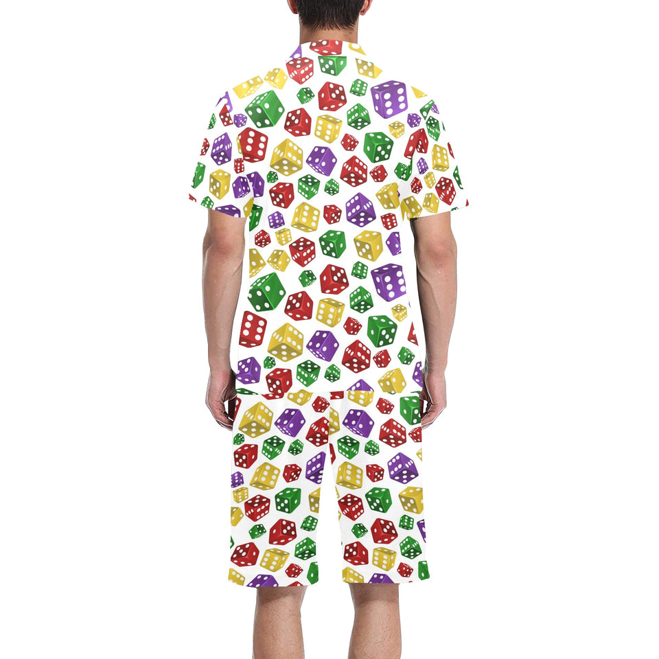 Dice Pattern Print Design 03 Men's V-Neck Short Pajama Set