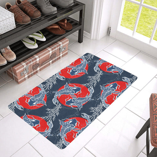 Koi Fish Carp Fishs hand drawn japanese art Doormat
