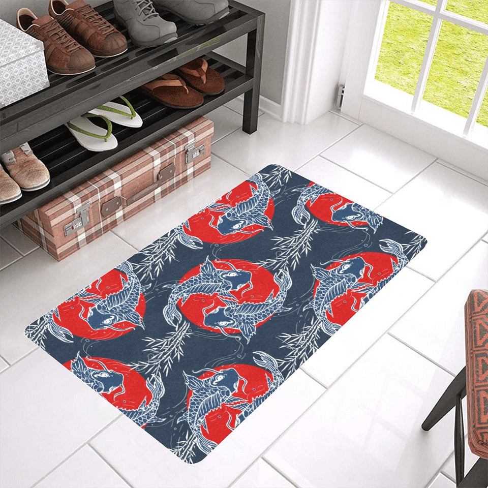Koi Fish Carp Fishs hand drawn japanese art Doormat